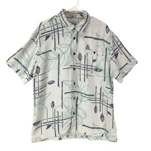 Quiksilver Waterman Collection Mens XL Tailored Fit Abstract Tropical Shirt Gray
